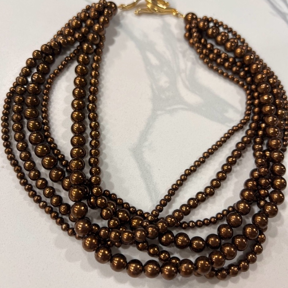 Multi-Strand Brown Pearl Necklace